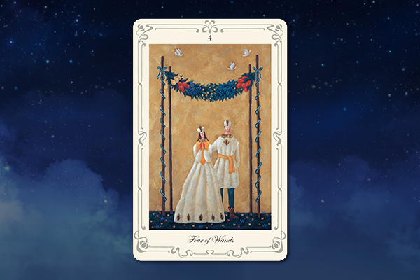 [타로카드 속 상징과 의미] 29. Four of Wands 지팡이4