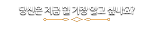 당신은 지금 뭘 가장 알고 싶나요?