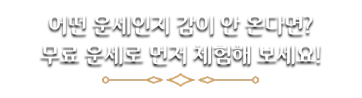 어떤 운세인지 감이 안 온다면? 무료 운세로 먼저 체험해 보세요!