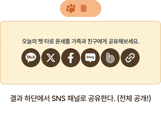 둘 결과 하단에서 SNS 채널로 공유한다. (전체공개!)