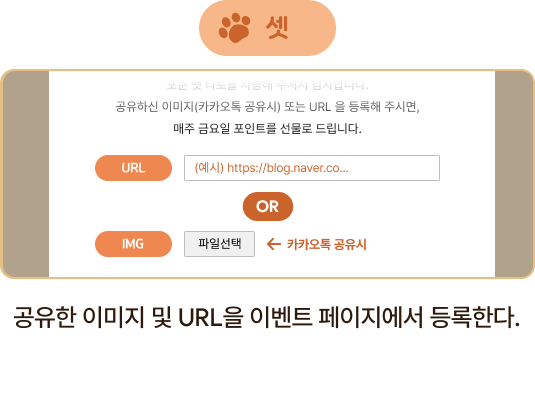 셋 공유한 이미지 및 URL을 이벤트 페이지에서 등록한다.